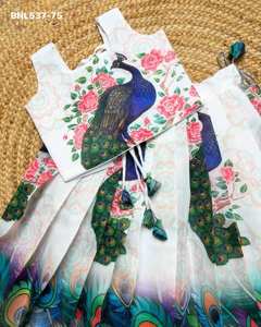 Tenues de festival, nouvelles variétés, design moderne, soie chinon avec motifs imprimés, chaniya choli pour enfants, mode féminine à prix de gros - Product Image 3