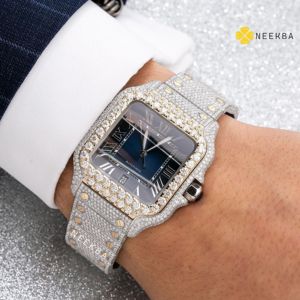 Indian Supplier's Moissanite Watch, Popular Luxury Diamond Look <b>Wristwatch</b>, Low Cost Rapper Style Hip-Hop Moissanite Watch - Product Image 6