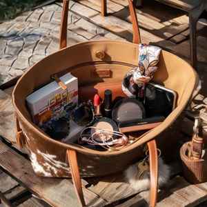 Bolso Tote de Piel Genuina de Moda, de Lujo, con Pelo de Vacuno, para Mujer, con Cierre Abierto, Bordado, Multifuncional, Verano-Otoño, LHTB-0021 - Product Image 4