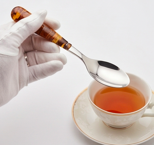 Ensemble de couverts à dessert en résine marbrée multicolores, acier inoxydable avec manche en résine multicolores, couverts faits à la main pour la cuisine et les cafés - Product Image 5