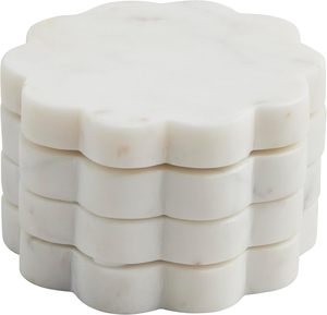 Luxury Design Eco-Friendly Antique CO <b>White</b> Round Marble Stone <b>Coaster</b> 1 Piece 8mm Thick 100mm Diameter Available Wholesale Rate - Product Image 2