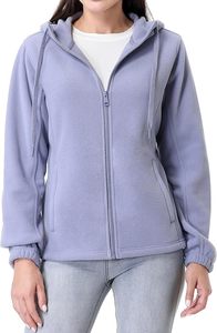 Chaqueta de Forro Polar con Capucha para Mujer, Manga Larga, Antiarrugas, Logotipo Frontal, Resistente al Viento, Color Sólido, para Otoño, Corte Regular, Negro - Product Image 2