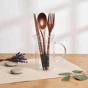 Juego de cubiertos clásicos de madera, duraderos, naturales, con tenedor, cuchara y cuchillo para el hogar, la cocina y la mesa de comedor, de uso ecológico. - Product Image 4