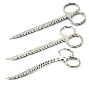 ชุดกรรไกรผ่าตัดทางทันตกรรมสแตนเลสสตีล 3 ชิ้น ยี่ห้อโกลด์แมนฟ็อกซ์ แบบตรง แบบโค้ง และแบบโค้งสองด้าน สำหรับตัดเยื่อและผ่าตัด - Product Image 1
