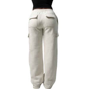Pantalones Deportivos de Felpa Suave para Mujer, Color Gris Jaspeado, Corte Holgado, con Bolsillos Laterales, para Uso Diario, Gimnasio y Actividades - Product Image 3