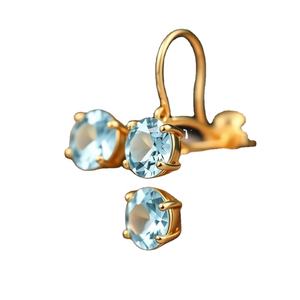 Pendientes de gota de Plata de Ley 925 Hydro de Topacio Azul, joyería de moda de piedras preciosas chapadas en oro de 18 quilates para mujer - Product Image 1