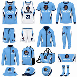 Ensemble d'uniformes d'entraînement de basketball personnalisables par sublimation, respirant, 100 % polyester, maillot durable, emplacements pour logo, nom de l'équipe - Product Image 1