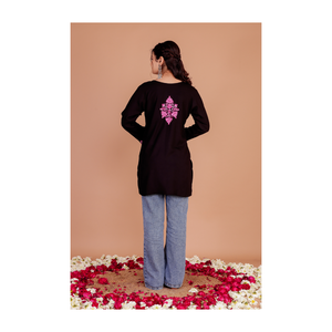 Kurti court brodé du Cachemire pour femme, tenue traditionnelle indienne, design classique, coupe régulière, rayonne de qualité supérieure, vêtement ethnique pour les fêtes - Product Image 1