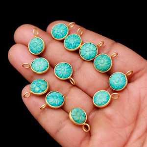 AAA Turquoise Flower Pendant 925 Sterling <b>Silver</b> Gemstone Jewelry Hand Carved Turquoise Charm Natural Stone Pendant For Jewelry - Product Image 4