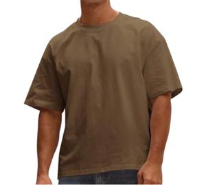 Camiseta de Algodón Azul Claro Extra Grande para Hombre, Manga Corta, Cuello Redondo, Informal, Color Sólido, Diseño Liso - Product Image 3