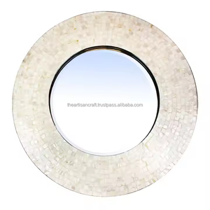 Elegante espejo de pared de madreperla hecho a mano decorativo Shell incrustaciones acento espejo para sala de estar dormitorio entrada o baño - Product Image 4