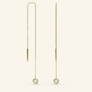 Boucles d'oreilles pendantes de luxe en or 10K 14K 18K avec diamants de laboratoire, chaîne à maillons, bijoux élégants pour femme, cadeau - Product Image 2