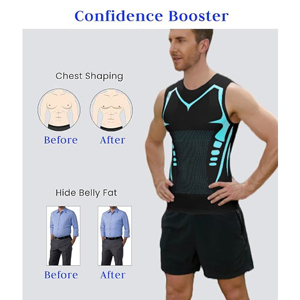 Men's <b>Black</b> Blue Geometric Sleeveless Tank <b>Top</b> O-Neck Quick Dry Sporty Compression <b>Vest</b> Knitted Polyester Fit Shirt - Product Image 3