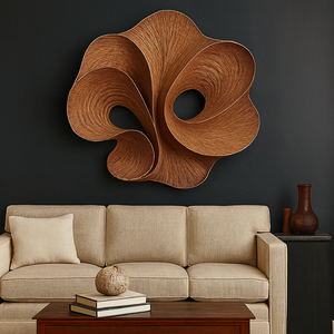 Escultura de Pared de Madera Maciza Tallada de Estilo Rústico Art Deco Luxali - Arte de Pared Ecológico Hecho a Mano para Aniversario, Sala de Estar - Product Image 3