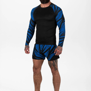 <b>Men</b> Sleeveless Rash Guard <b>Compression</b> <b>Shirt</b> Blue Black Digital Print UPF50+ Quick Dry Sport Top for MMA BJJ - Product Image 2