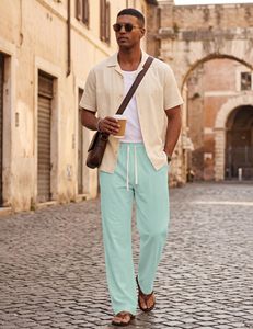 Cotton Jersey Trousers For <b>Men</b> Straight Mid Solid Joggers <b>Pants</b> Soft <b>Yoga</b> Lightweight Baggy Streetwear Lounge Casual Pockets - Product Image 3