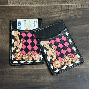 Tarjetero de Cuero Genuino Hecho a Mano por el Fabricante, Fundas para Tarjetas con Patrón a Cuadros de Alta Calidad y Duraderas para Uso Diario - Product Image 5