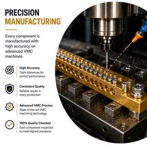 Bloc de bornes neutres en acier inoxydable/laiton de précision usiné CNC pour connexions électriques efficaces et appareillage de commutation - Product Image 6