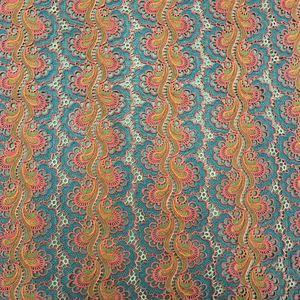 Tissu en dentelle crochet multicolore directement de l'usine, tissu crochet floral magenta, bleu, jaune, vert et beige pour robes, kurtis - Product Image 1