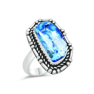 แหวนทองเหลืองประดับพลอยอะซูไรต์ทำมือ ดีไซน์ไม่ซ้ำใคร สำหรับงานหมั้น งานแต่งงาน ของขวัญสำหรับผู้หญิง ชุบเงิน ขายส่งแบบแพ็ค - Product Image 6