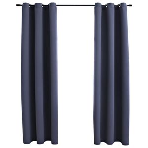 Tessuto antracite 37 "x 95" tende oscuranti con anelli Set 2 pezzi - Product Image 1