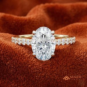 Anillo de Compromiso de Oro de 14K con Moissanita Ovalada, Anillo de Boda, Joyería de Promesa Nupcial, Regalo para Mujer, Lujoso, Estilo Gujarati, Oferta de Aniversario, Premium - Product Image 4