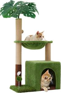 Árbol rascador para gatos de interior 2 en 1 multifuncional con poste rascador cómodo, agujero para ratón, pelota de juguete de felpa y hamaca grande - Product Image 1