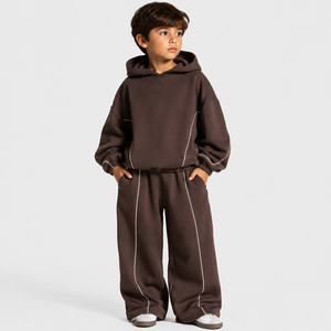 Sweat-shirt à capuche pour garçon en marron mocha avec logo contrasté, sweat-shirt décontracté surdimensionné pour garçon, sweat-shirt à capuche en polaire de qualité supérieure pour garçon - Product Image 6