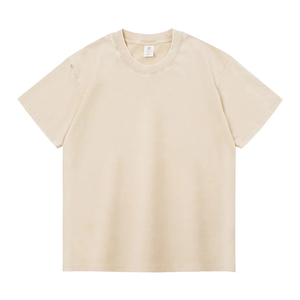 เสื้อยืดคอกลมทรงหลวมสีเบจสำหรับผู้ชาย ผ้าฝ้าย 100% ระบายอากาศ แห้งเร็ว เป็นมิตรกับสิ่งแวดล้อม ขนาดใหญ่พิเศษ เหมาะสำหรับใส่ในฤดูร้อน พร้อมผ้าแคนวาส - Product Image 2