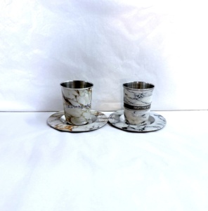 Most Popular Customise Handmade Eco-Friendly Modern Stainless Steel 180ml Marvel Texture Jewish Kiddush Plate Lead Free - Product Image 2