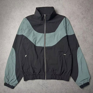 Nouvelle conception de survêtement coupe-vent surdimensionné pour hommes, veste à fermeture éclair et pantalon évasé, 100 % nylon, lignes réfléchissantes, streetwear - Product Image 5