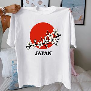 Tshirt femme fleurs de cerisier avec JAPON pur coton coupe confort - Product Image 3