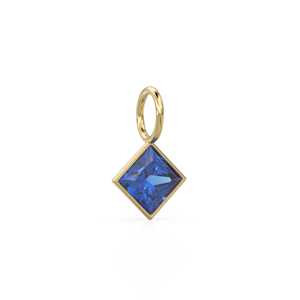 Colgante de Oro Sólido Amarillo de 14k con Zafiro Azul de 5mm, Engaste para Joyería / Piedra de Nacimiento de Septiembre / Gema Azul con Corte Princesa - Product Image 3