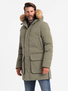 Solid International <b>Men's</b> Hooded 70% <b>Down</b> Cotton Lined Regular Fit High Grade Cozy Material Winter Apparel Long Puffer <b>Jacket</b> - Product Image 3