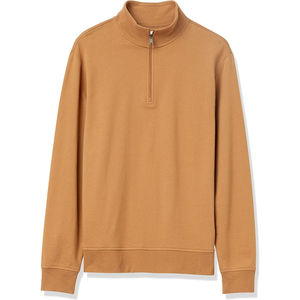 Sweat-shirt à capuche en molleton pour homme, col zippé, couleur unie, coupe classique, vêtements d'hiver, 100% coton - Product Image 1