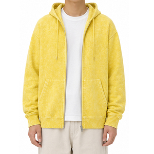 Sweat à capuche zippé vintage délavé à l'acide, unisexe, en molleton épais, pour hommes et femmes, style streetwear, fabrication OEM de vêtements - Product Image 6