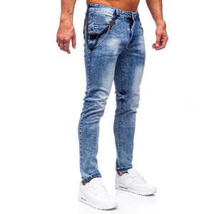 <b>Men</b> Slim Fit Blue Denim Jeans <b>Stretch</b> Casual Pants Comfortable Cotton Streetwear Fashion Clothing Supplier - Product Image 1