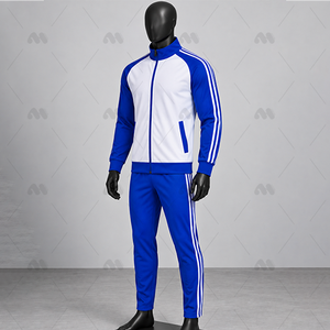 Ensemble de survêtement unisexe en polyester à fermeture éclair intégrale, col montant, veste de sport à manches longues et pantalon pour l'entraînement en salle de sport, cadeaux de bienvenue, durable - Product Image 2