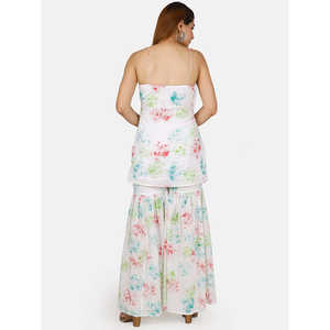 Costume blanc multicolore en mousseline de coton respirant pour femme, taille XS - Product Image 2