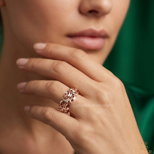 Bague d'éternité géométrique en or rose, diamant de laboratoire taille brillant, plaqué or 18 carats, luxe certifié IGI, alliance d'anniversaire pour - Product Image 6