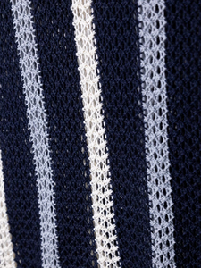 Polo de Manga Corta a Rayas de Punto para Hombre, Casual, Transpirable, Corte Regular, Diseño Azul Marino y Blanco, Polos Casuales de Diseñador - Product Image 5