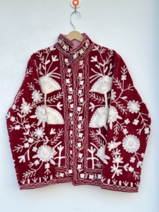 Maaunique Vintage Hand Embroidered <b>Velvet</b> Suzani <b>Jacket</b> Unisex Autumn/Winter Floral Pattern Cotton Bomber Full Breathable - Product Image 1