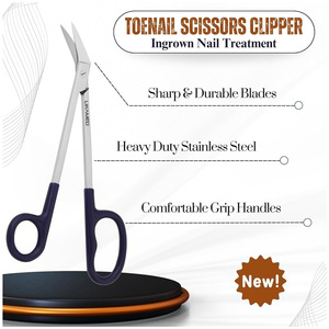 Ciseaux à ongles incurvés en acier inoxydable LIKAMED, manche extra long, coupe-ongles épais pour ongles incarnés et cuticules 7.5 - Product Image 5