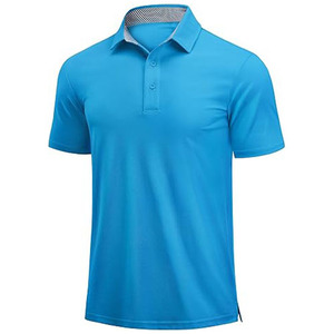 เสื้อโปโลสีน้ำเงินสดใสสำหรับผู้ชายพร้อมโลโก้สั่งทำพิเศษ – เสื้อผ้าฝ้ายระบายอากาศ แขนสั้น สวมใส่สบาย ขายส่งจากผู้ผลิต OEM - Product Image 1