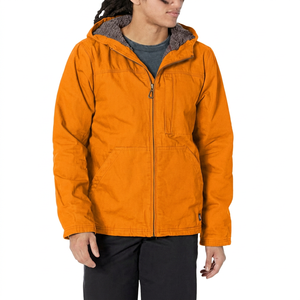 Veste en toile coupe-vent à capuche pour homme, couleur unie, fermeture éclair, vêtements d'hiver décontractés, coupe régulière, coque en polyester - Product Image 6
