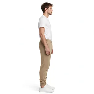 Pantalones Deportivos para Hombre, Color Beige Arena, Cintura Elástica con Cordón, Puños en los Tobillos, Ropa Deportiva Informal, Logotipo Personalizado, Proveedor Mayorista - Product Image 2