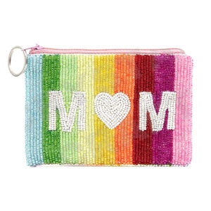 MOM LOVE Seed Beaded Coin Pouch Monedero Hermoso accesorio de moda con características de accesorios de moda - Product Image 1