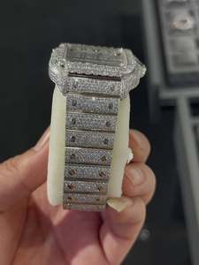 Luxury Two-Tone Custom Men's Watch Fully Iced Out Square <b>Face</b> Arabic Watch | Moissanite VVS Diamond Bust Down Watch | - Product Image 2