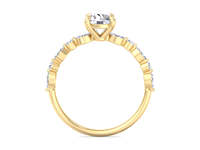 Bague de fiançailles en diamant de laboratoire taille ronde avec pierres latérales marquise et rondes, bague en or et diamant style vintage pour mariée
