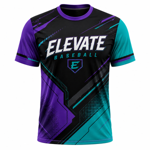 T-shirt de baseball Patriots, impression par sublimation, séchage rapide, polyester, col rond, manches courtes, unisexe, coupe sportive, taille standard - Product Image 1
